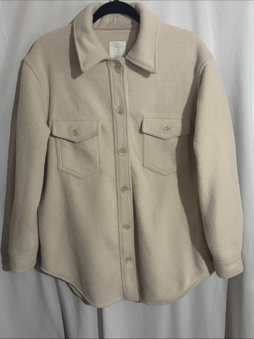 Women's Cream Button-Front Teddy Jacket - Brand: Joie